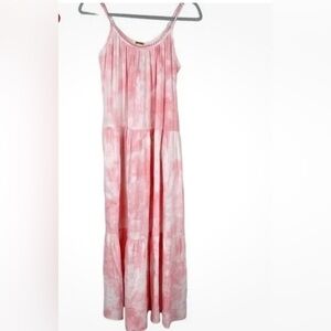 Magaschoni Women's Cotton Candy Organic Cotton Tiered Pink Tie-Dye
Maxi Dress L